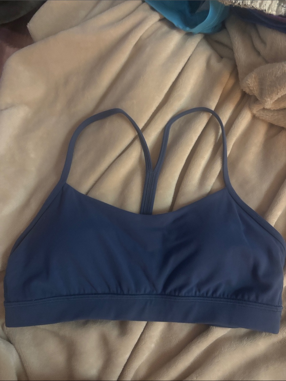 lululemon athletica Blue Strappy Sports Bralette Flow Y bra A/B cup size 10